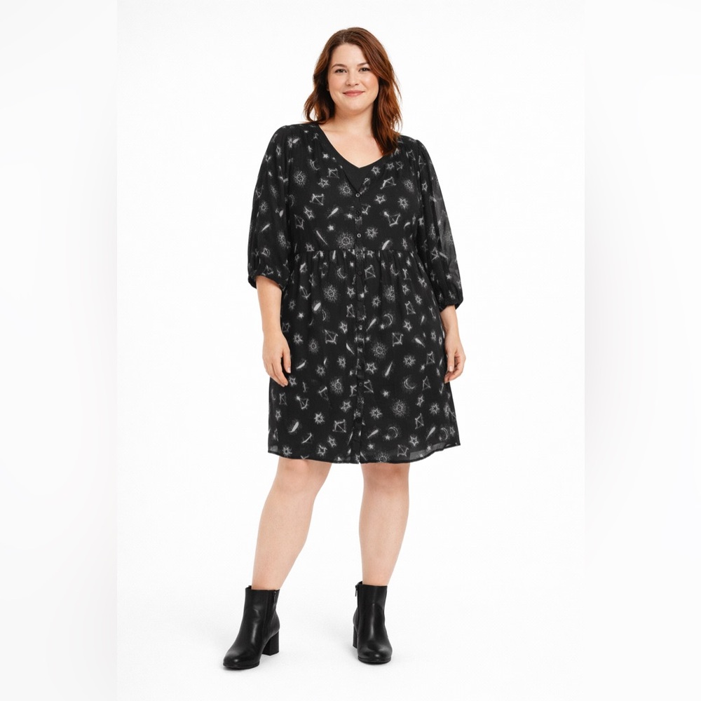 Torrid Black Dress w/ White Starry Design